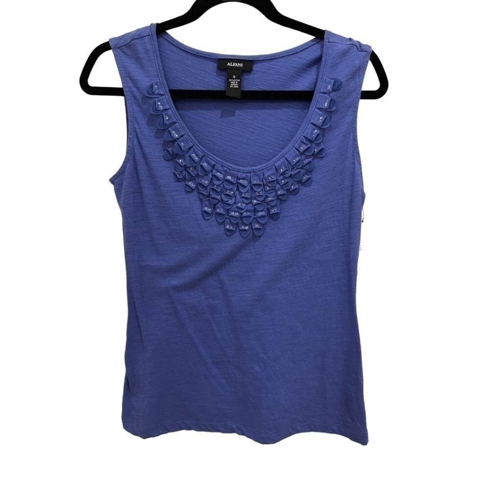 Alfani Women's Purple Bead Embellished Scoop Neck Cotton Tank Top Size S NWT